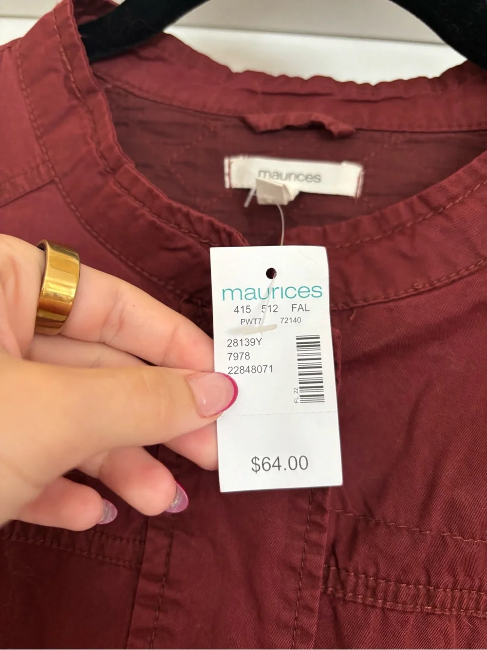 NWT Maurices Burgundy Utility Jacket